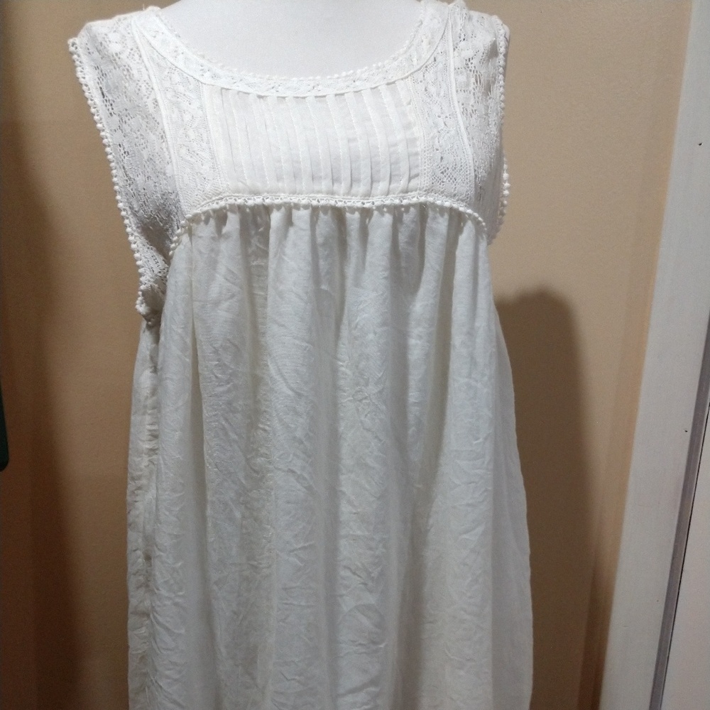 Altar'd State White Cotton Tunic Top, Size S